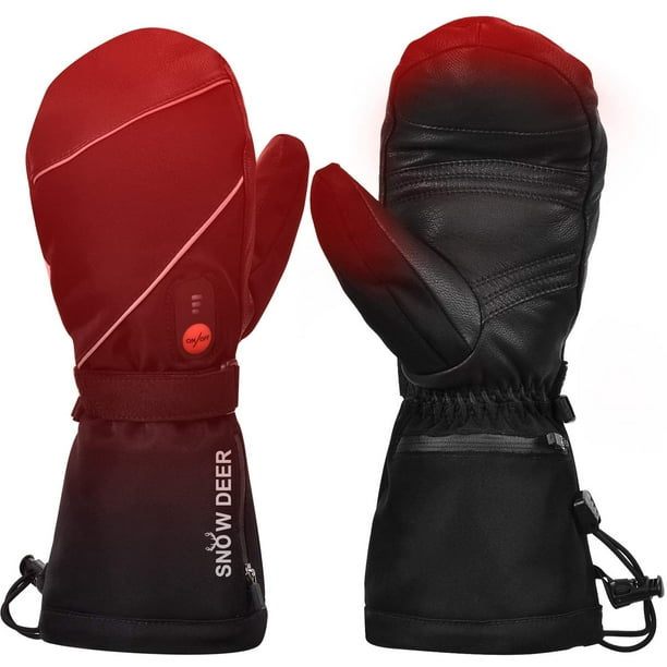 Heated Ski Gloves Mens Women Kids Mittens Electric Rechargeable Battery Gloves for Winter Skiing Skating Snow Camping Hiking Heated Arthritis Hand Warmer Gloves